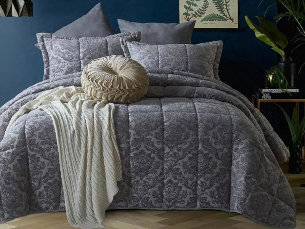 Πάπλωμα Υπέρδιπλο Microsatin Jacquard Classic Γκρι Γαρύφαλλο 220x240 | Γαρύφαλλο - Λευκά Είδη